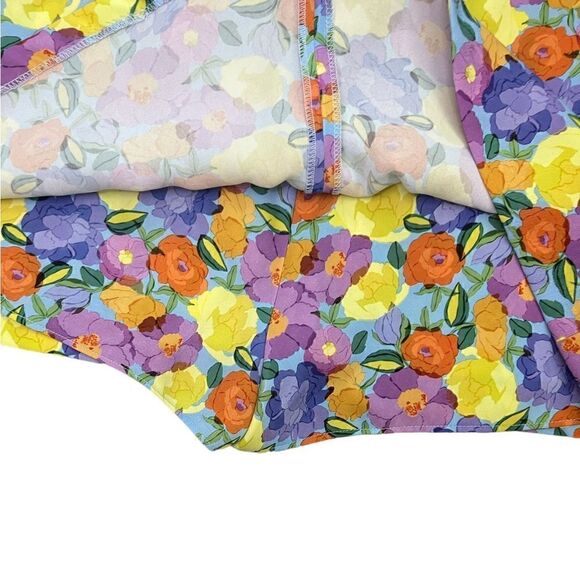 Zara Yellow/Purple Multicolor Crisscross Strap Floral Boho Mini Dress XL - Picture 8 of 10